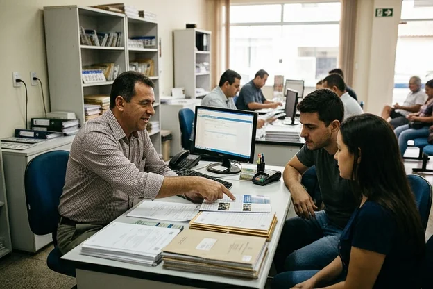 Consultor apresentando serviços de despachante.